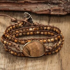 Jasper natural gemstone wrap bracelet